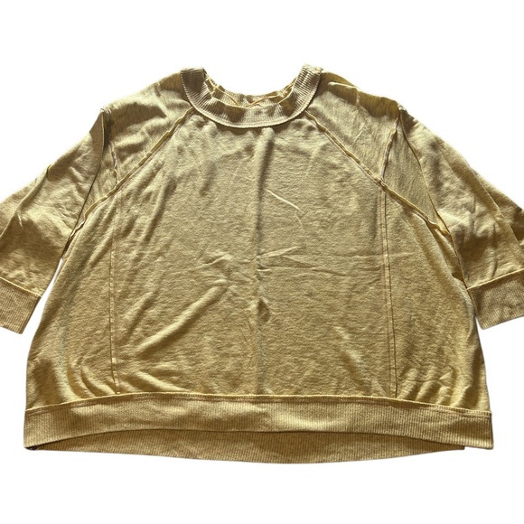 Free People We The Free Mellow Yellow Oversized Pullover Sweatshirt XS - Picture 2 of 8
